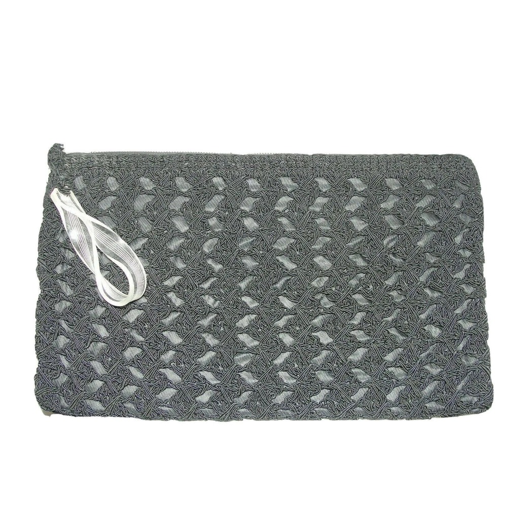 Vintage Woven Clutch Purse Evening Bag Black Formal Occasion Accessory Zip